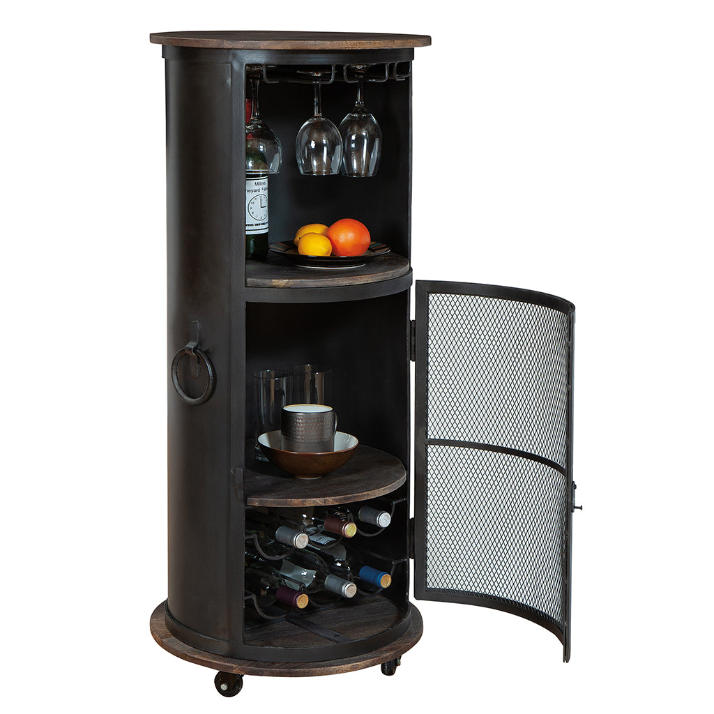 Howard Miller Half Pint Wine &amp; Bar Cabinet 695256 with open door showing inside details - Home Bars USA