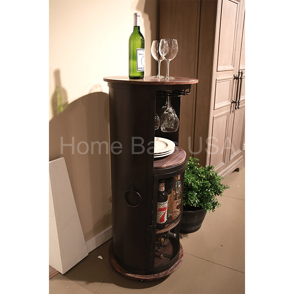 Howard Miller Half Pint Wine &amp; Bar Cabinet 695256 real photo of bar side view with closed door in interior - Home Bars USA