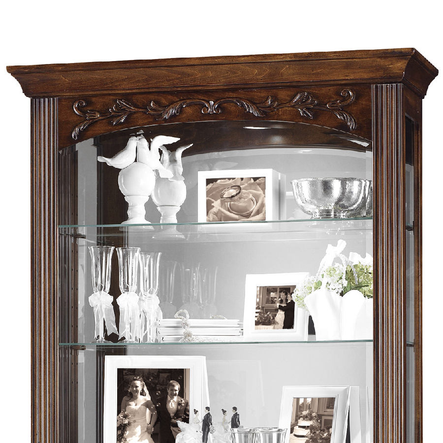 Howard Miller Hartland Curio Cabinet 680445 top part details - Home Bars USA