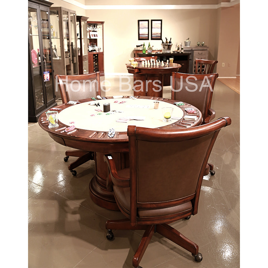 Howard Miller Ithaca Club Chair 697012 real photo showing view in interior with Ithaca Game Table - Home Bars USA