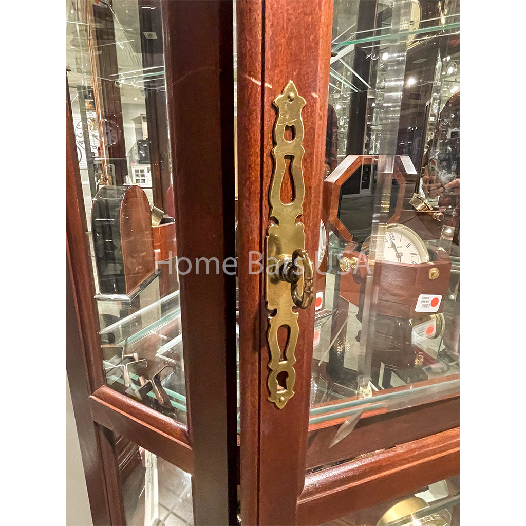 Howard Miller Jamestown Corner Curio Cabinet 680249 real photo of the door lock and key - Home Bars USA