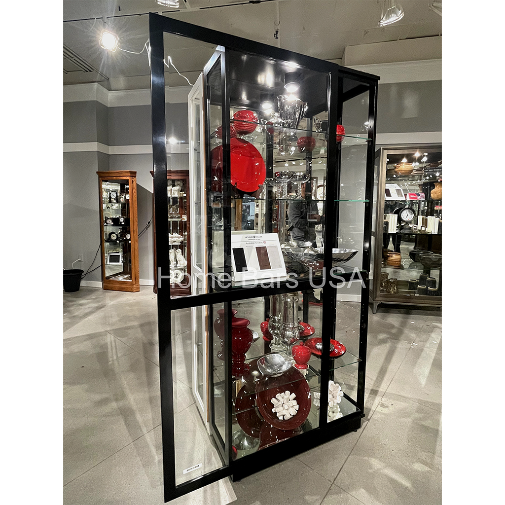 Howard Miller Jayden III Curio Cabinet 680572 real photo of the open sliding door - Home Bars USA
