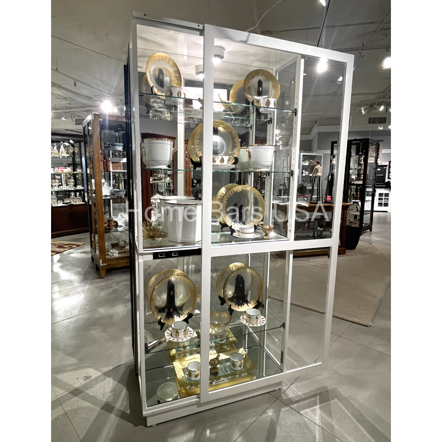 Howard Miller Jayden IV Curio Cabinet 680574 real photo of the front with an open sliding door - Home Bars USA