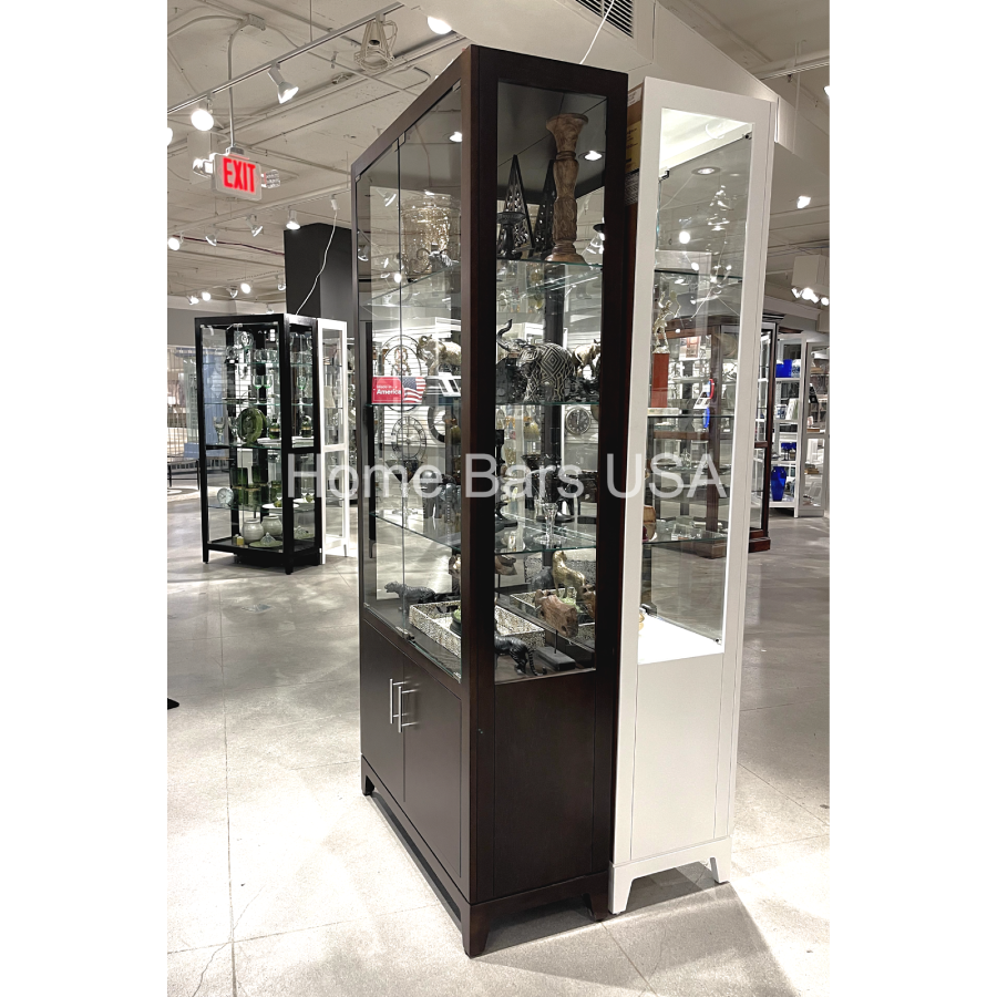 Howard Miller Larson Curio Cabinet 680750 real photo angle - Home Bars USA