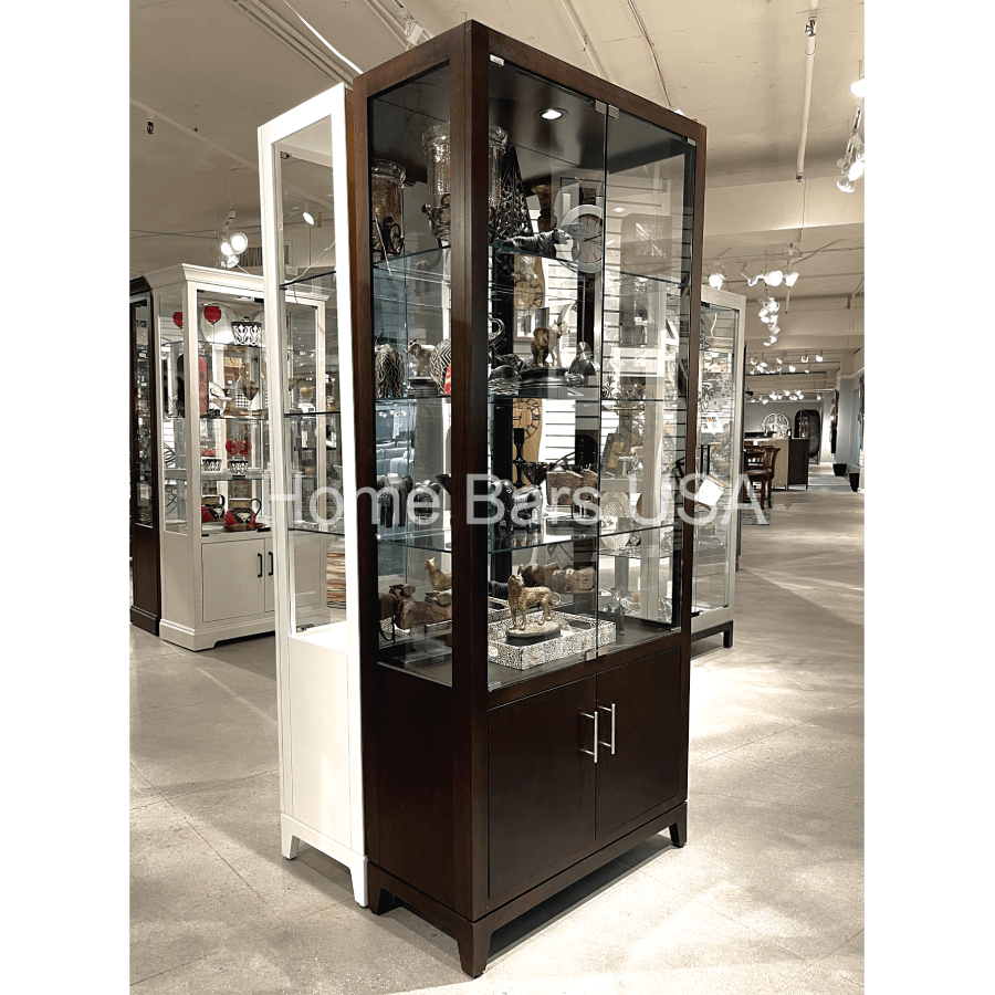 Howard Miller Larson Curio Cabinet 680750 real photo angle view - Home Bars USA