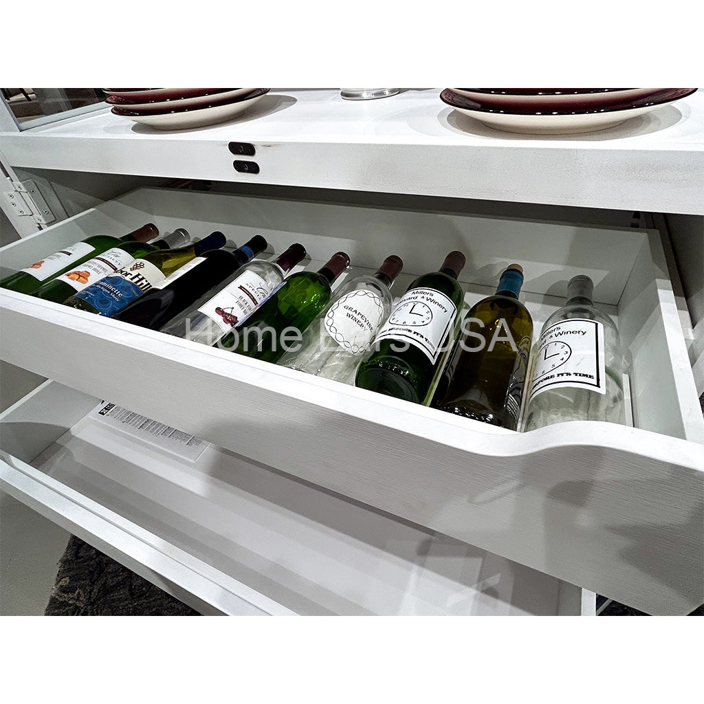 Howard Miller Laurie II Storage Cabinet Wine Kit 680776KIT real photo of the drawer for wine bottles - Home Bars USA