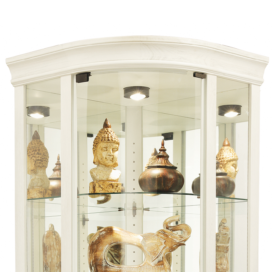 Howard Miller Marlowe IV Corner Curio Cabinet 680665 top details - Home Bars USA