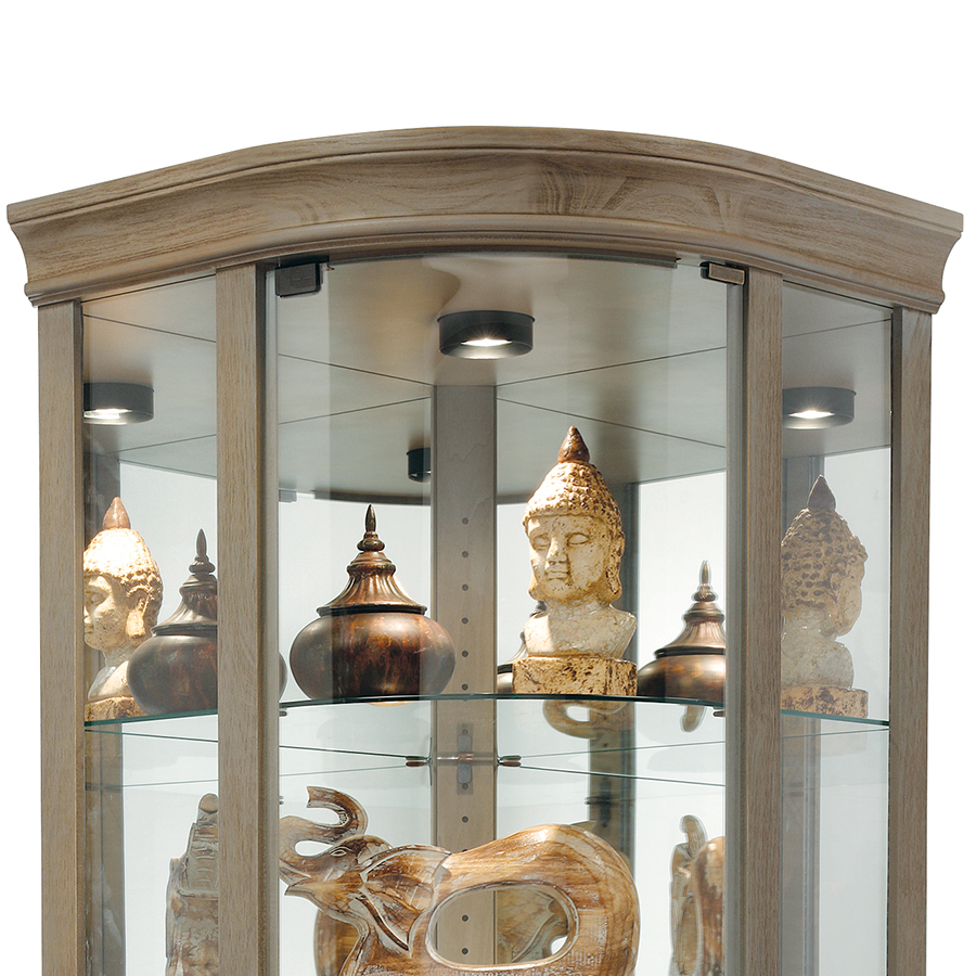 Howard Miller Marlowe V Corner Curio Cabinet 680666 top details - Home Bars USA