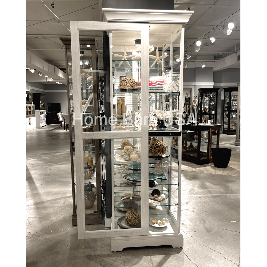 Howard Miller Martindale V Curio Cabinet 680636 real photo of the front with an open sliding door - Home Bars USA