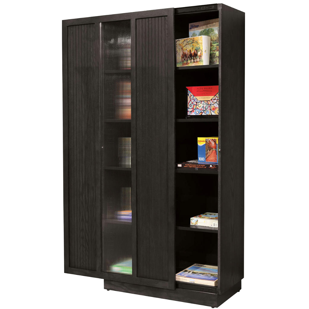 Howard Miller Nora II Storage Cabinet 680821 open sliding door - Home Bars USA