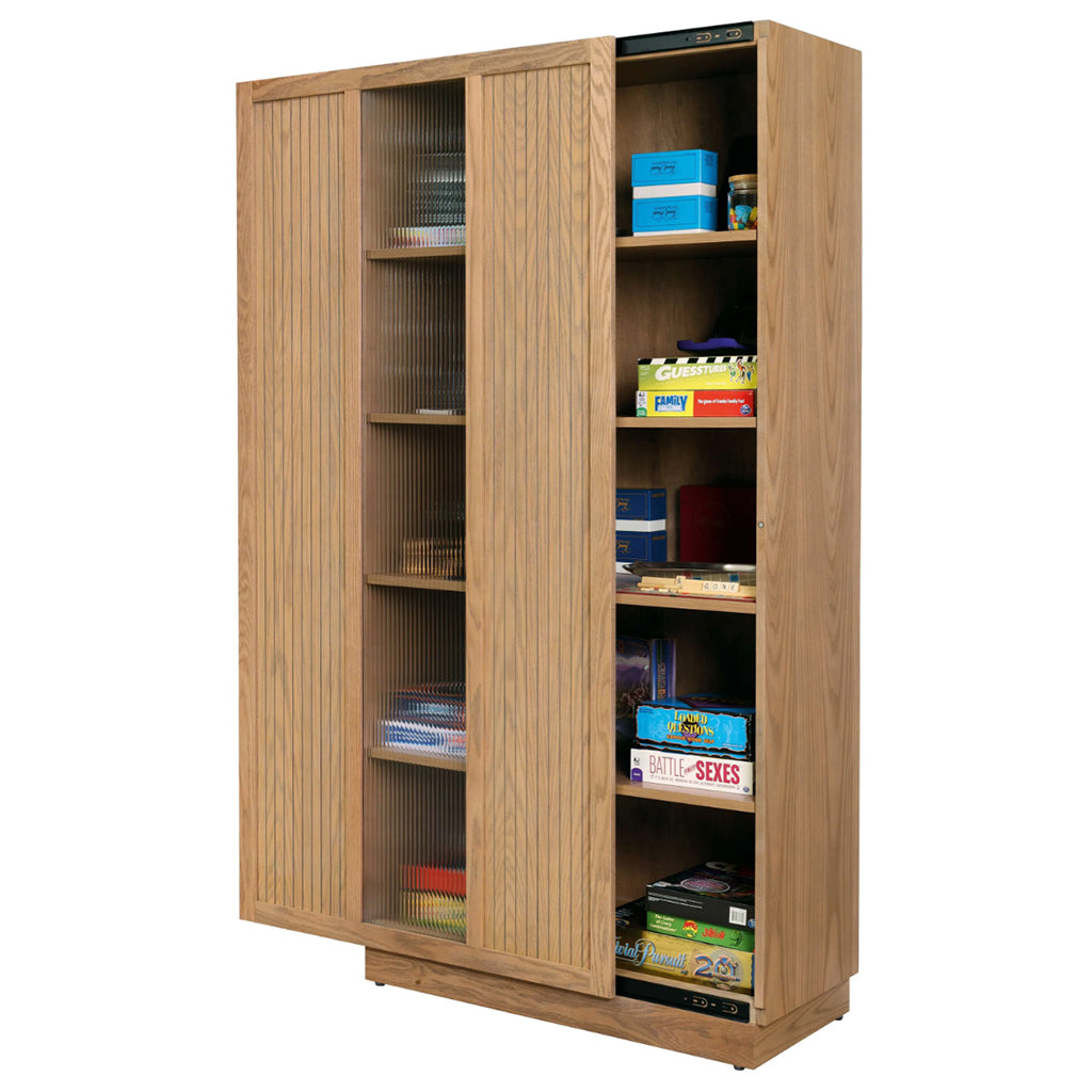 Howard Miller Nora Storage Cabinet 680820 open sliding door - Home Bars USA