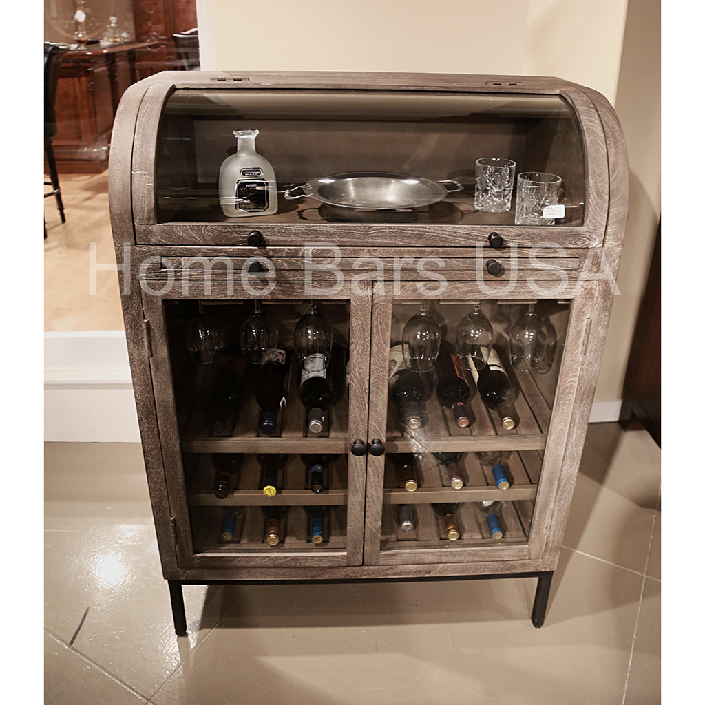 Howard Miller Paloma Wine &amp; Bar Cabinet 695244 real photo of bar front with closed doors in interior - Home Bars USA