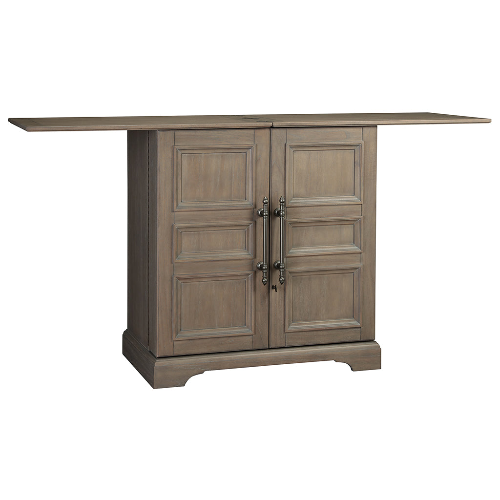 Howard Miller Passport Wine &amp; Bar Console 695276 - closed doors with open table - Home Bars USA