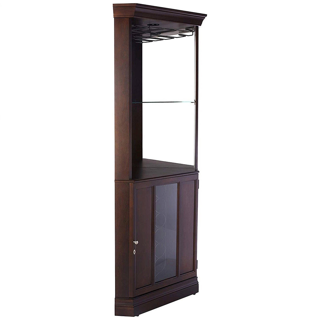 Howard Miller Piedmont III Corner Wine &amp; Bar Cabinet 690007 side view with closed doors - Home Bars USA