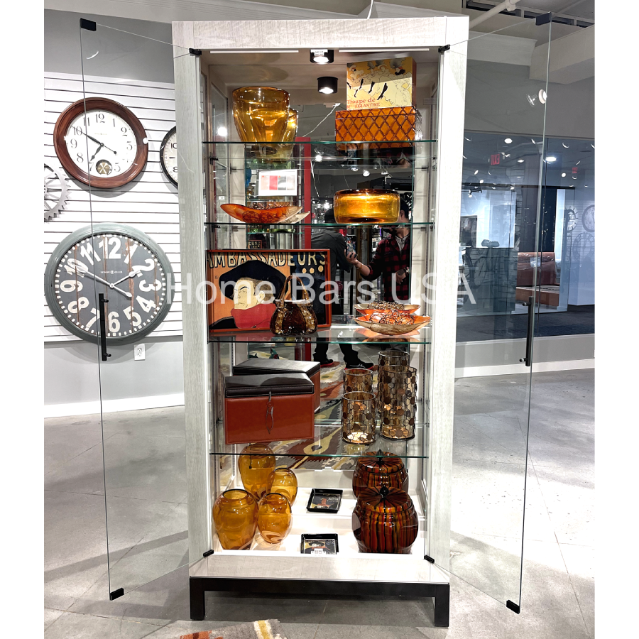 Howard Miller Quinn IV Quinn Curio Cabinet 680681 real photo with open doors - Home Bars USA