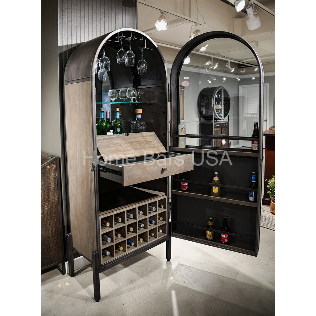 Howard Miller Ramses Wine &amp; Bar Cabinet 695318 real photo of the side with an open door showing the storage inside - Home Bars USA