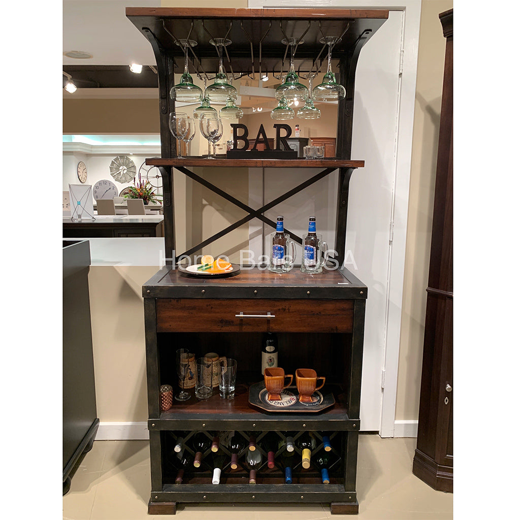 Howard Miller Red Mountain Wine &amp; Bar Cabinet 695138 - real photo of front view showing details - Home Bars USA