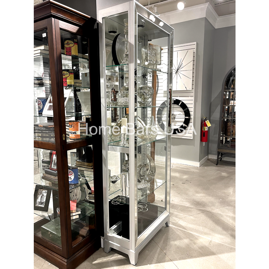 Howard Miller Shayne Curio Cabinet 680590 real photo of the angle - Home Bars USA