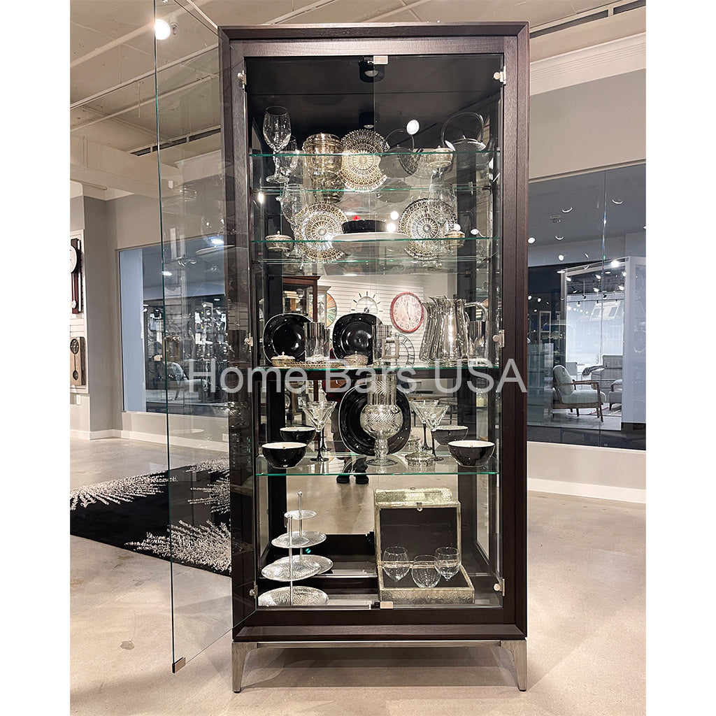 Howard Miller Sheena Curio Cabinet 680692 real photo of the front with an open door - Home Bars USA