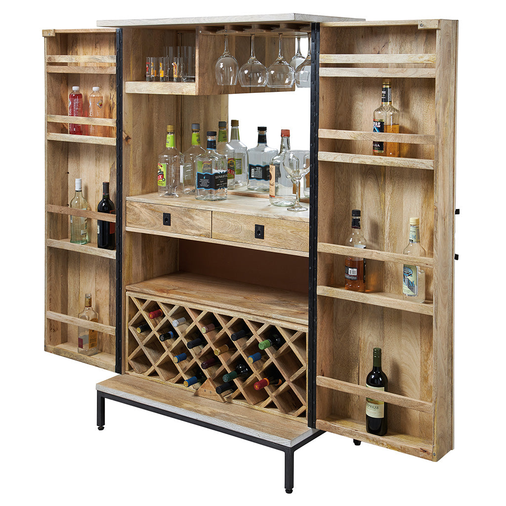 Howard Miller Shirley Wine & Bar Cabinet 695320 front with open doors - Home Bars USA