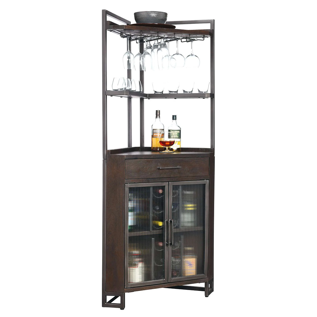 Howard Miller Studio Corner III Wine &amp; Bar Cabinet 695363 angle - Home Bars USA