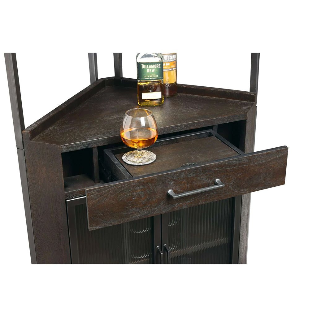 Howard Miller Studio Corner III Wine &amp; Bar Cabinet 695363 drawer with lift-up shelf - Home Bars USA