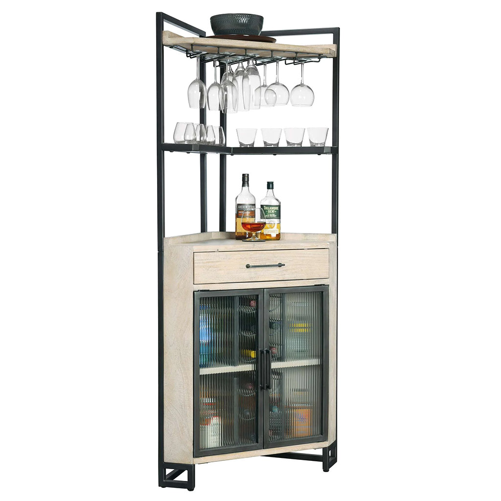 Howard Miller Studio Corner Wine &amp; Bar Cabinet 695361 angle - Home Bars USA