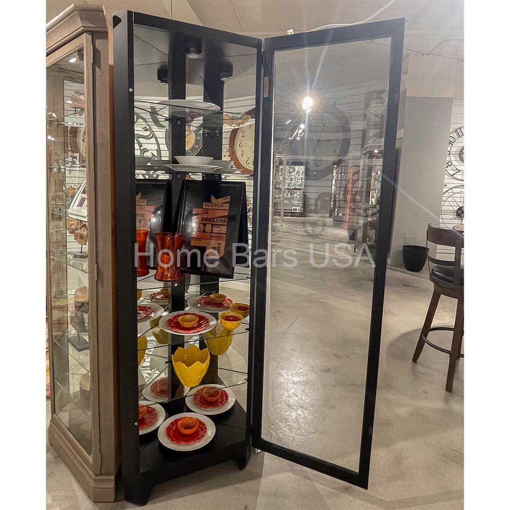 Howard Miller Tamsin III Corner Curio Cabinet 680722 real photo of the front with an open door - Home Bars USA