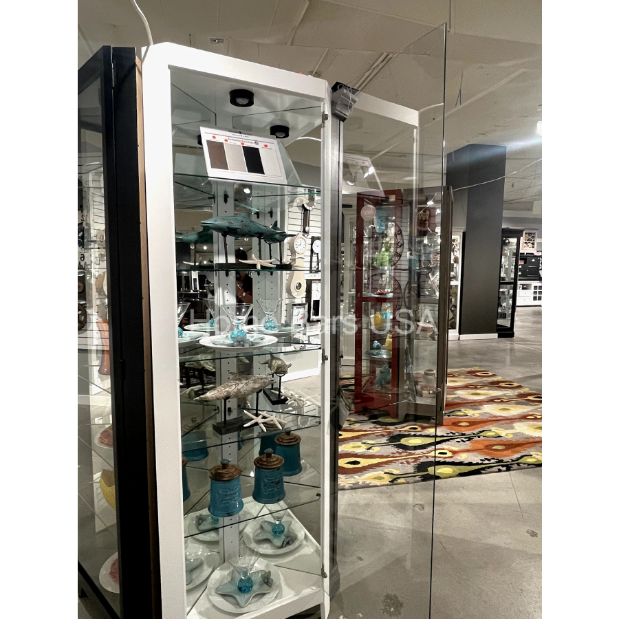 Howard Miller Tamsin IV Corner Curio Cabinet 680723 real photo of the front with an open glass door - Home Bars USA