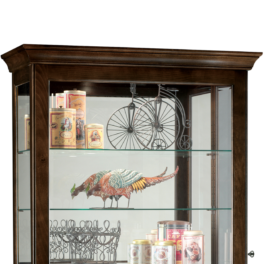 Howard Miller Tyler III Curio Cabinet 680536 details of top part - Home Bars USA