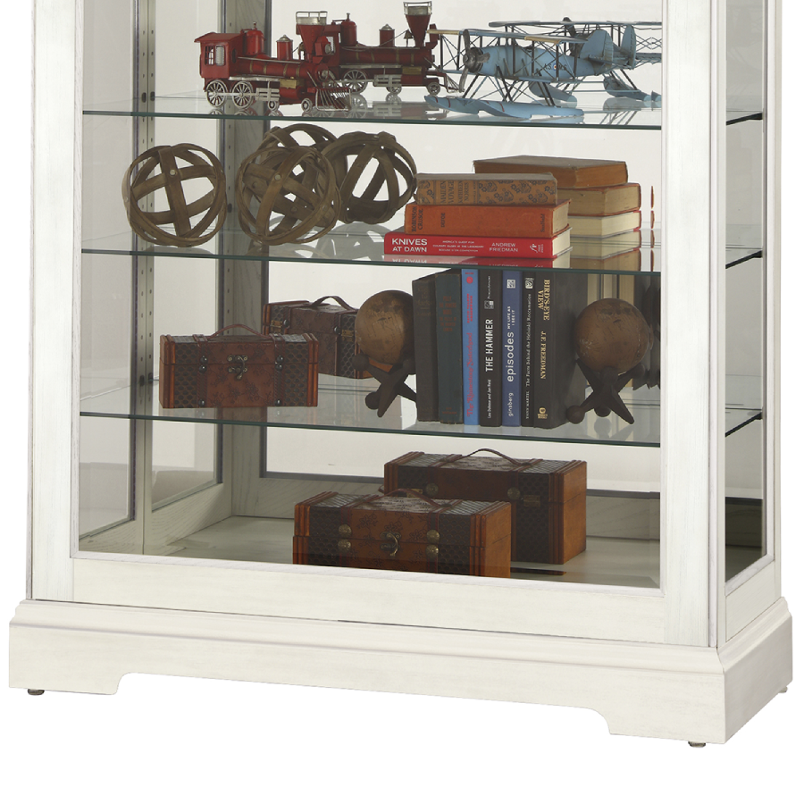 Howard Miller Tyler IV White Curio Cabinet 680639 details of base details - Home Bars USA