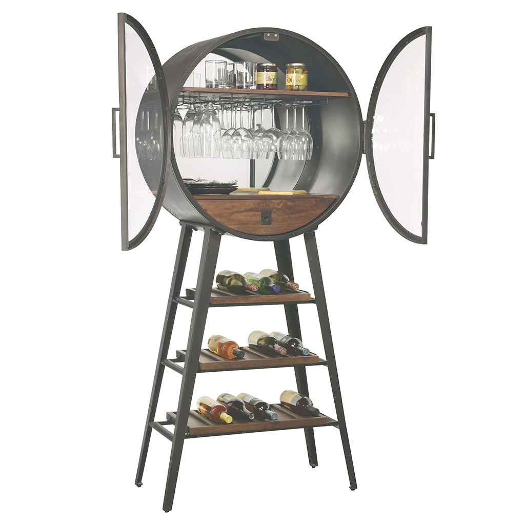 Howard Miller Zelda Wine &amp; Bar Cabinet 695322 front with open doors - Home Bars USA