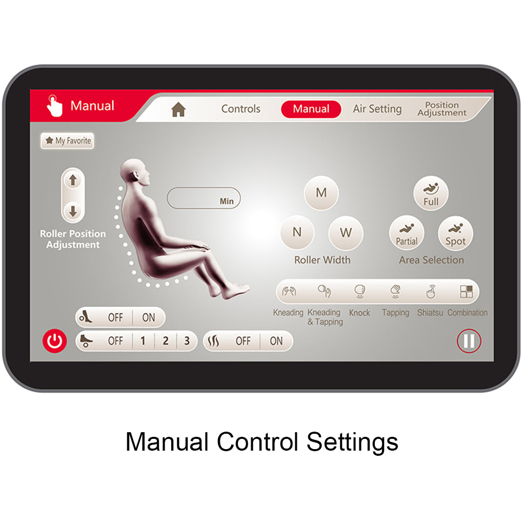 Kyota Joubu 4D Massage Chair M880 in Brown manual control settings