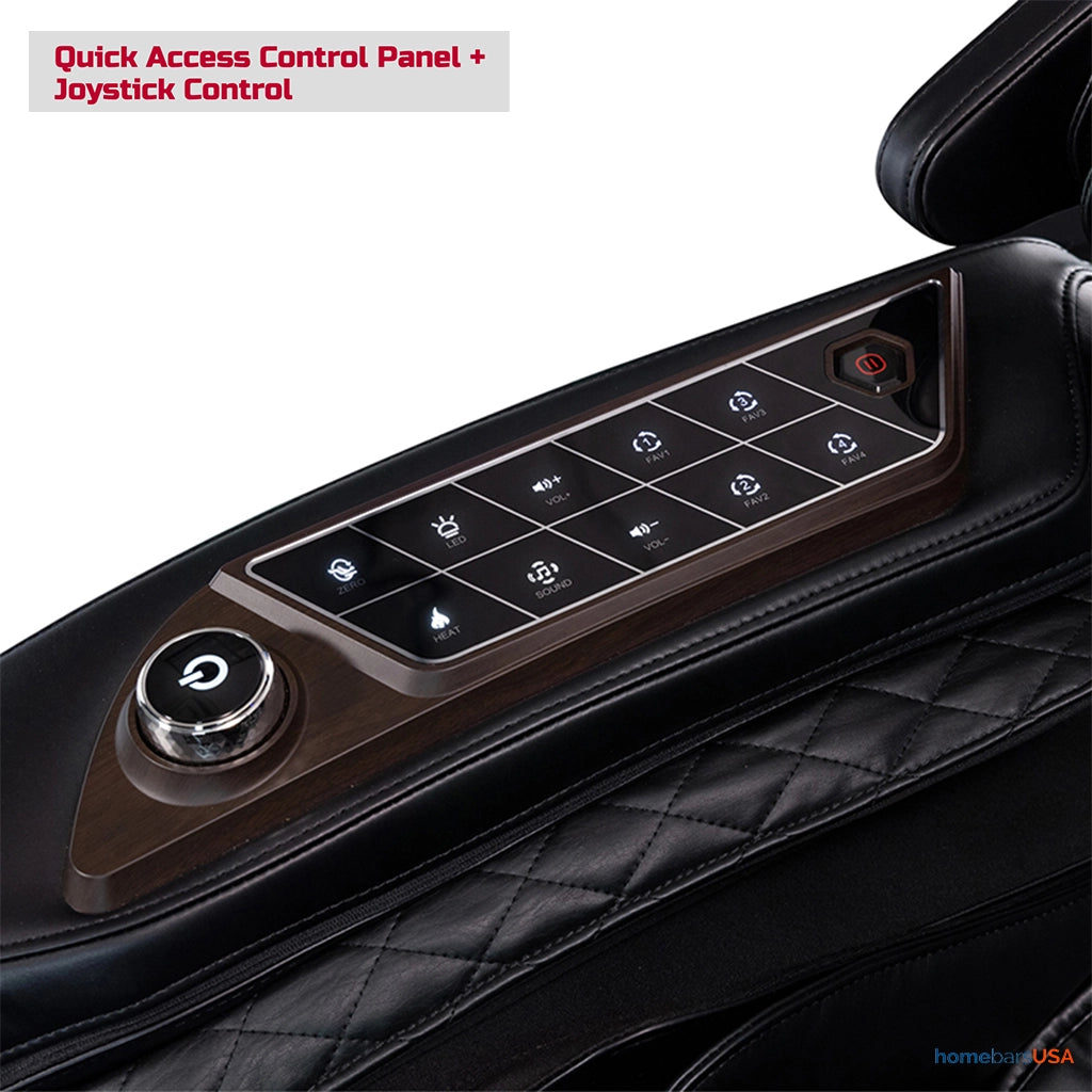 Kyota Nokori Syner-D Massage Chair M980 in Black (Certified Pre-Owned) quick access control panel + joystick control