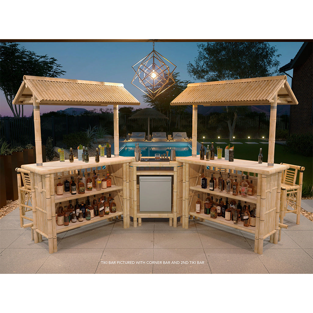 RAM Game Room 60&quot; Bamboo Tiki Bar full setup by the pool - Home Bars USA