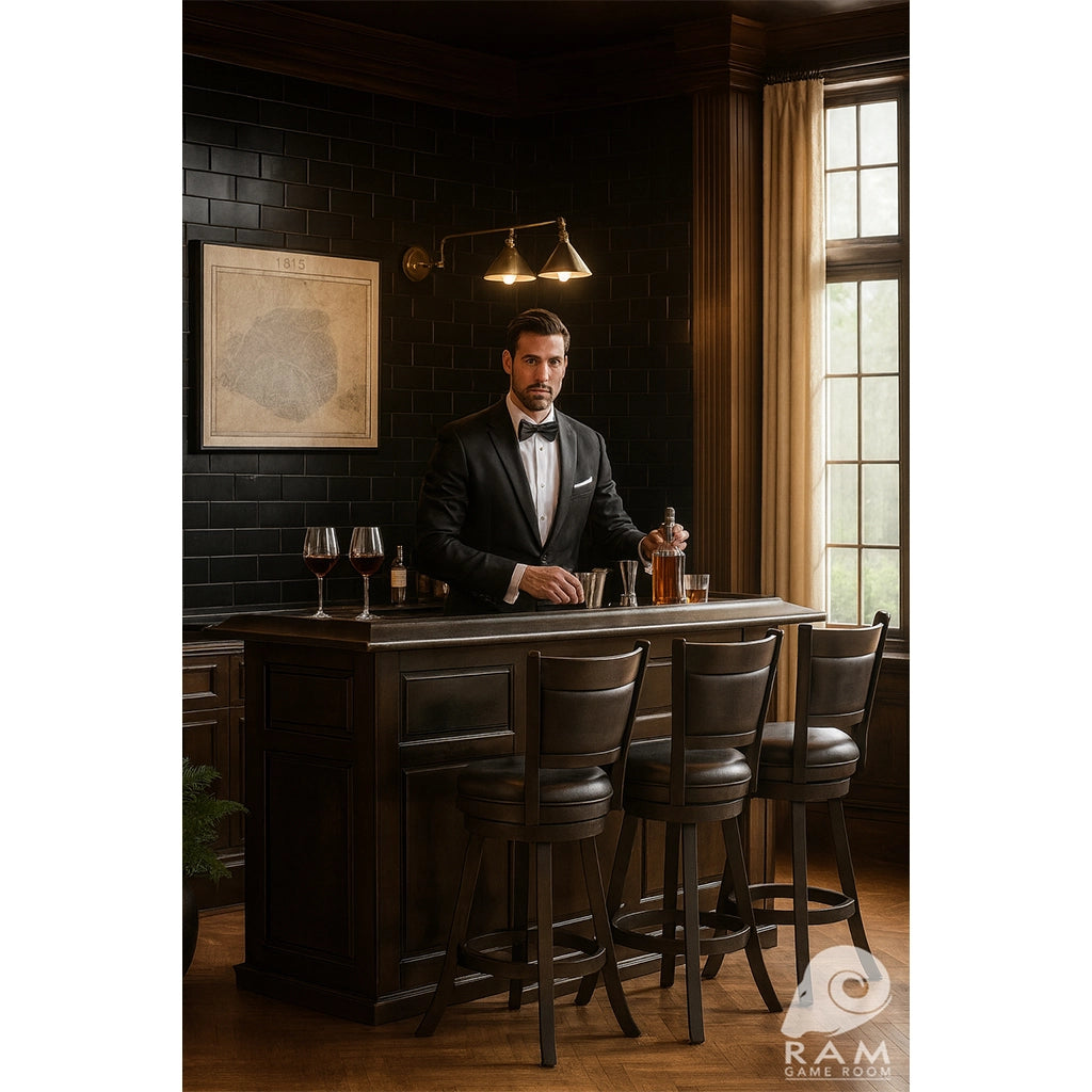 RAM Game Room 72" Home Bar in Black lifestyle - Home Bars USA