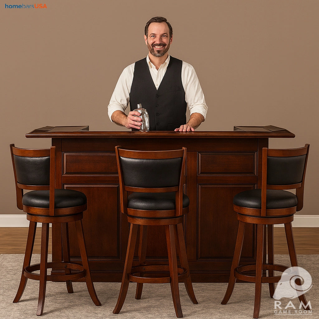 RAM Game Room 72" Home Bar in Chestnut lifestyle - Home Bars USA