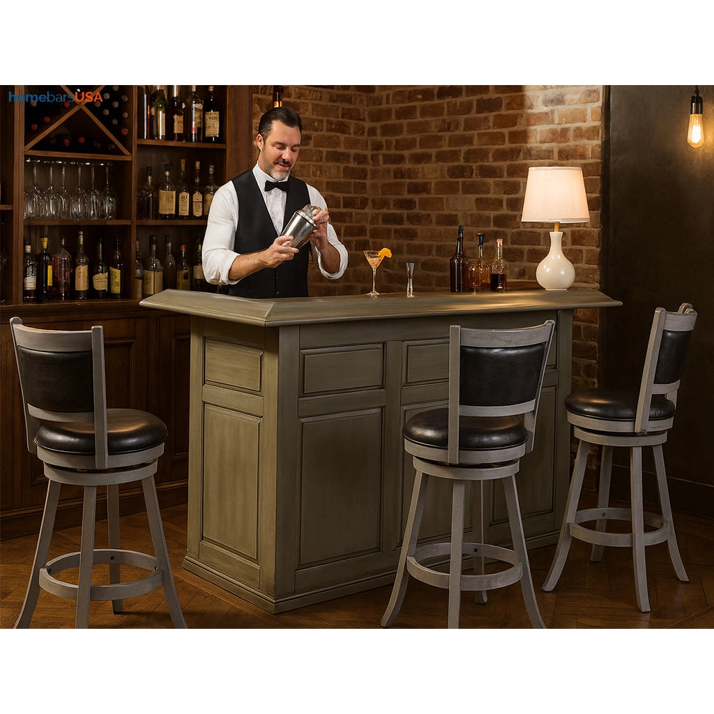RAM Game Room 72" Home Bar in Slate lifestyle - Home Bars USA