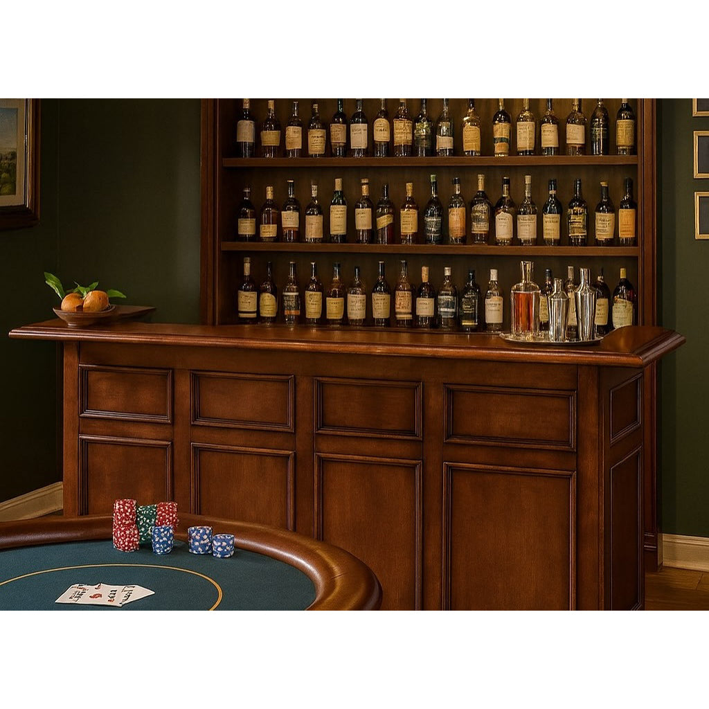 RAM Game Room 84&quot; English Pub Style Home Bar in Chestnut in interior - Home Bars USA