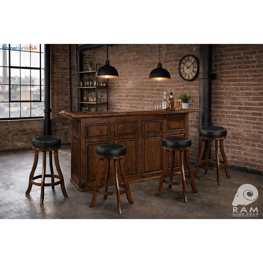 RAM Game Room 84" English Pub Style Home Bar in Chestnut set - Home Bars USA