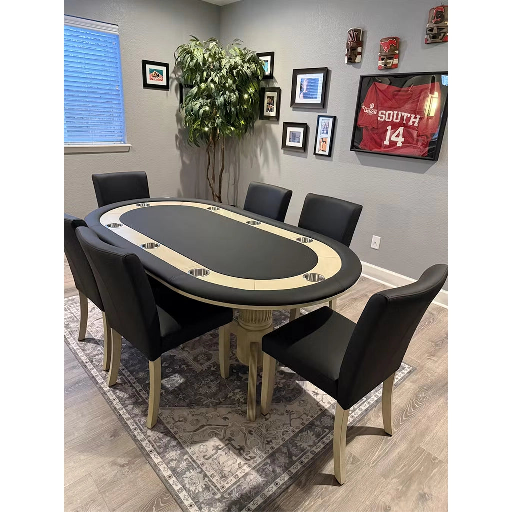 RAM Game Room 84" Texas Hold 'em Game Table in Antique White with poker top - Home Bars USA