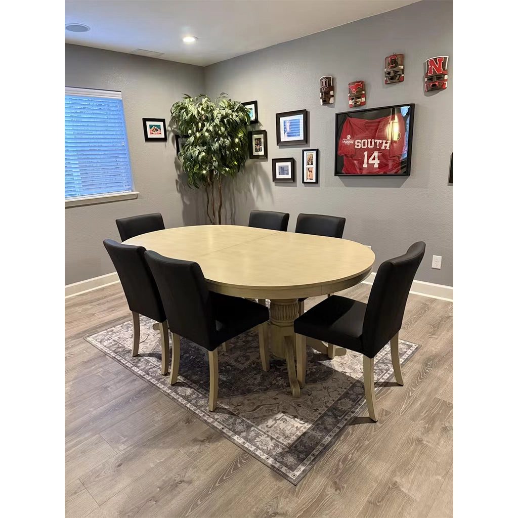 RAM Game Room 84" Texas Hold 'em Game Table in Antique White real photo of a dining top - Home Bars USA
