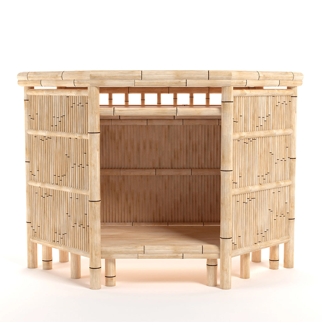 RAM Game Room Bamboo Tiki Corner Bar back - Home Bars USA