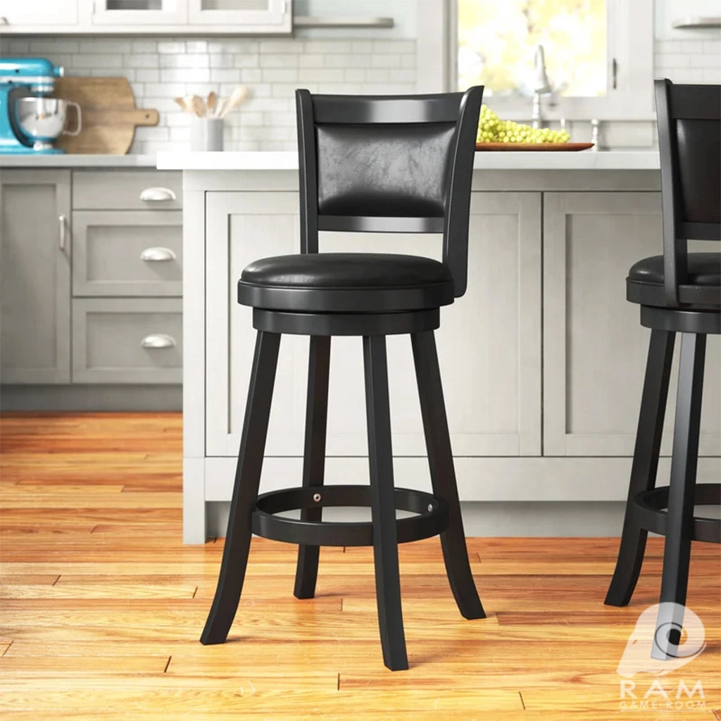 RAM Game Room Bar Stool with Back in Black lifestyle - Home Bars USA