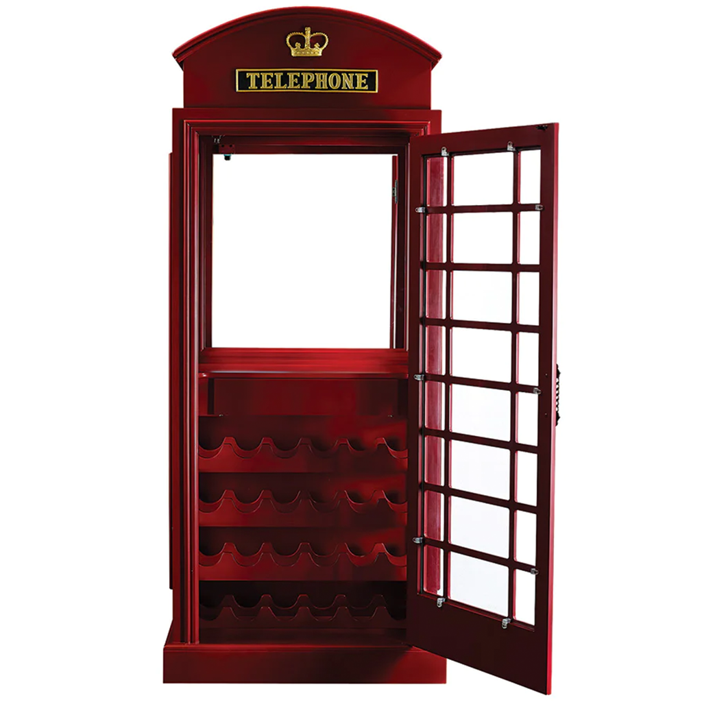 RAM Game Room Old English Telephone Booth Wine Cabinet - Home Bars USA