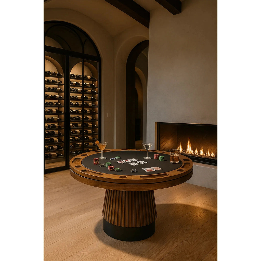 RAM Game Room Prohibition 48" 2 in 1 Poker Table in Matte Walnut game night - Home Bars USA