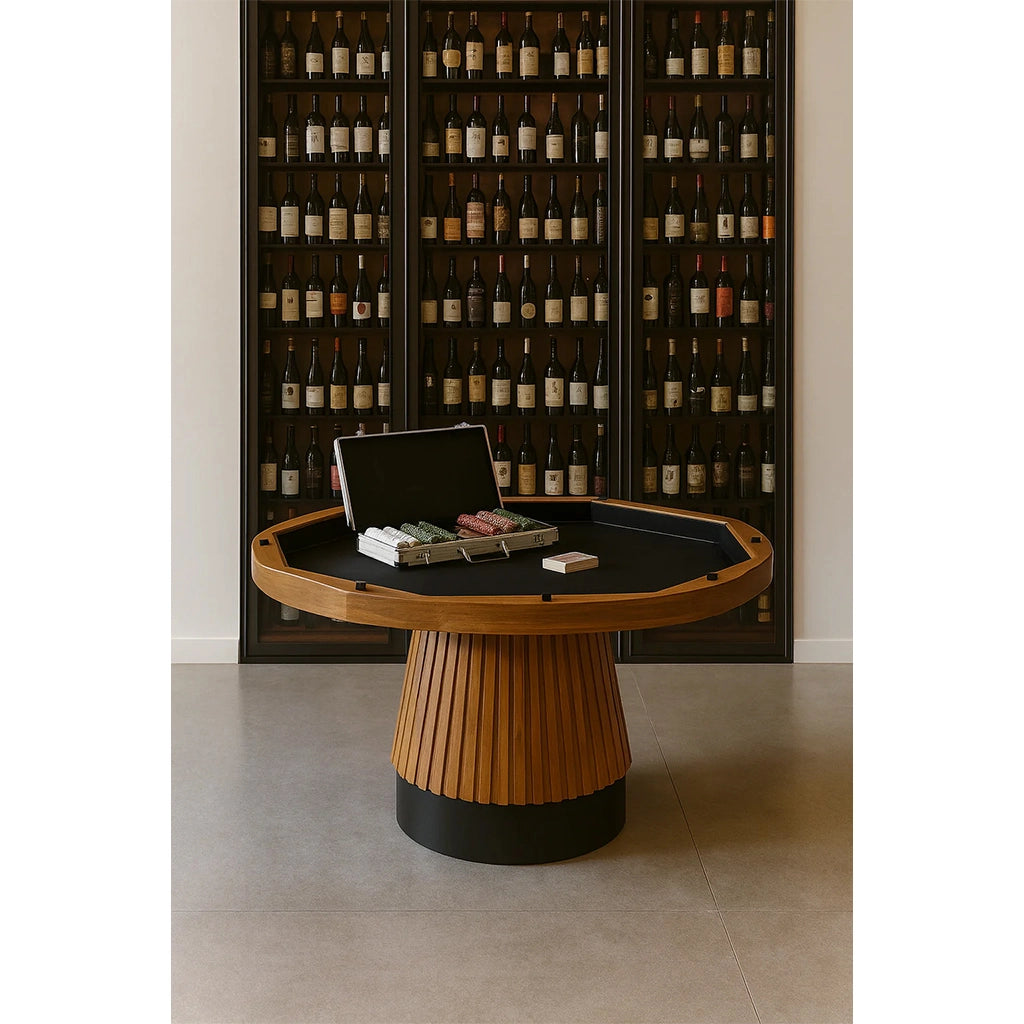 RAM Game Room Prohibition 48" 2 in 1 Poker Table in Matte Walnut storage space - Home Bars USA