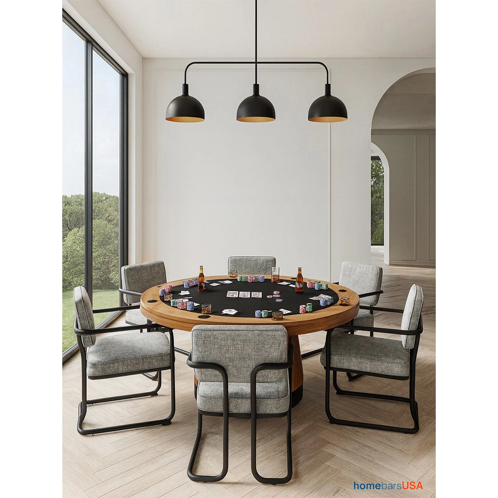 RAM Game Room Prohibition 60" Poker Table in Matte Walnut set with poker chairs - Home Bars USA