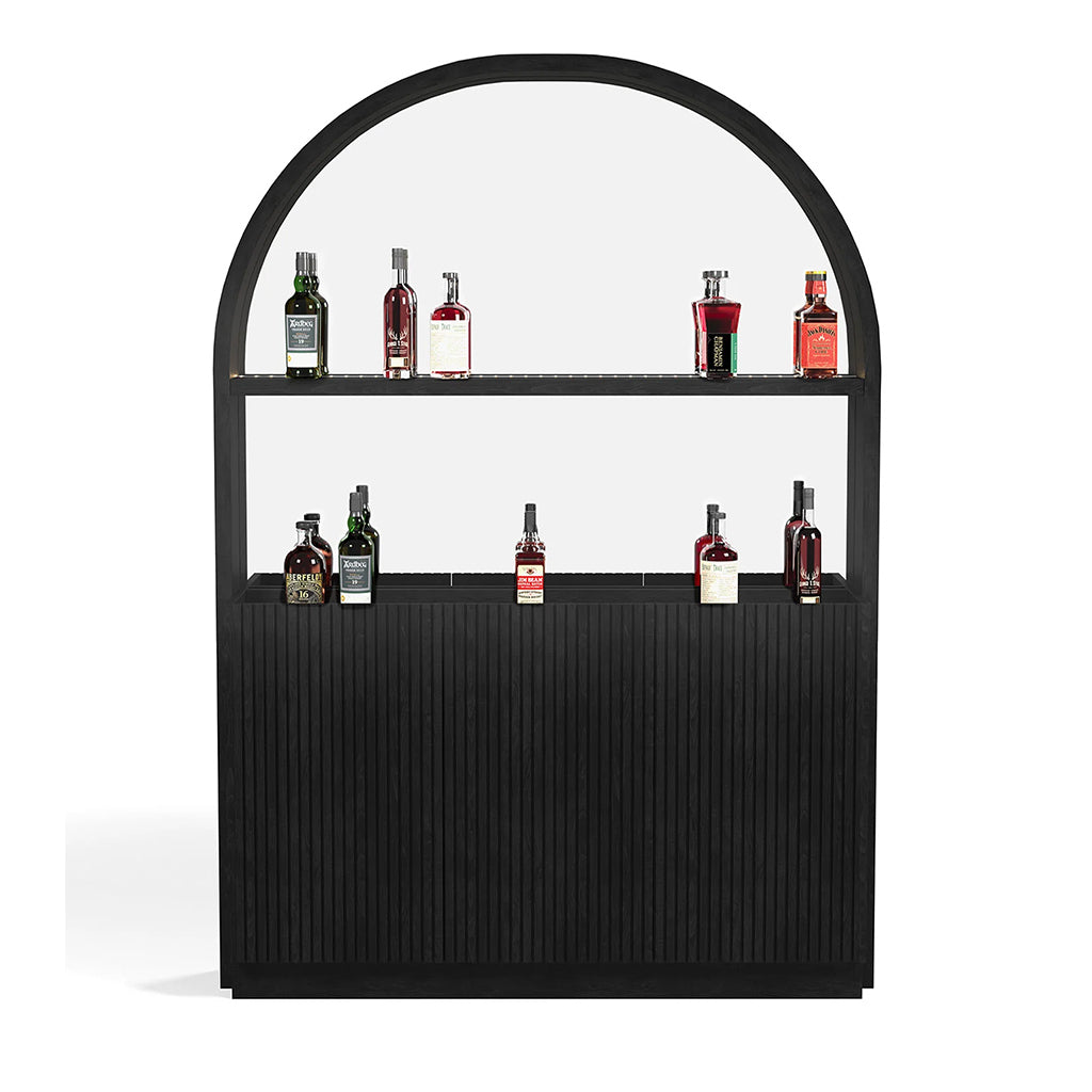 RAM Game Room Prohibition Back Bar in Black Stain front - Home Bars USA