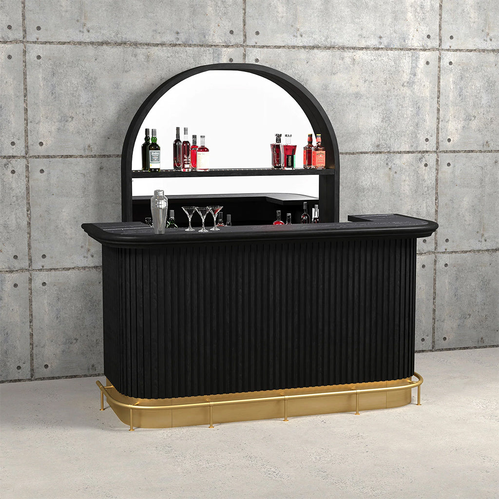 RAM Game Room Prohibition Back Bar in Black Stain full set - Home Bars USA